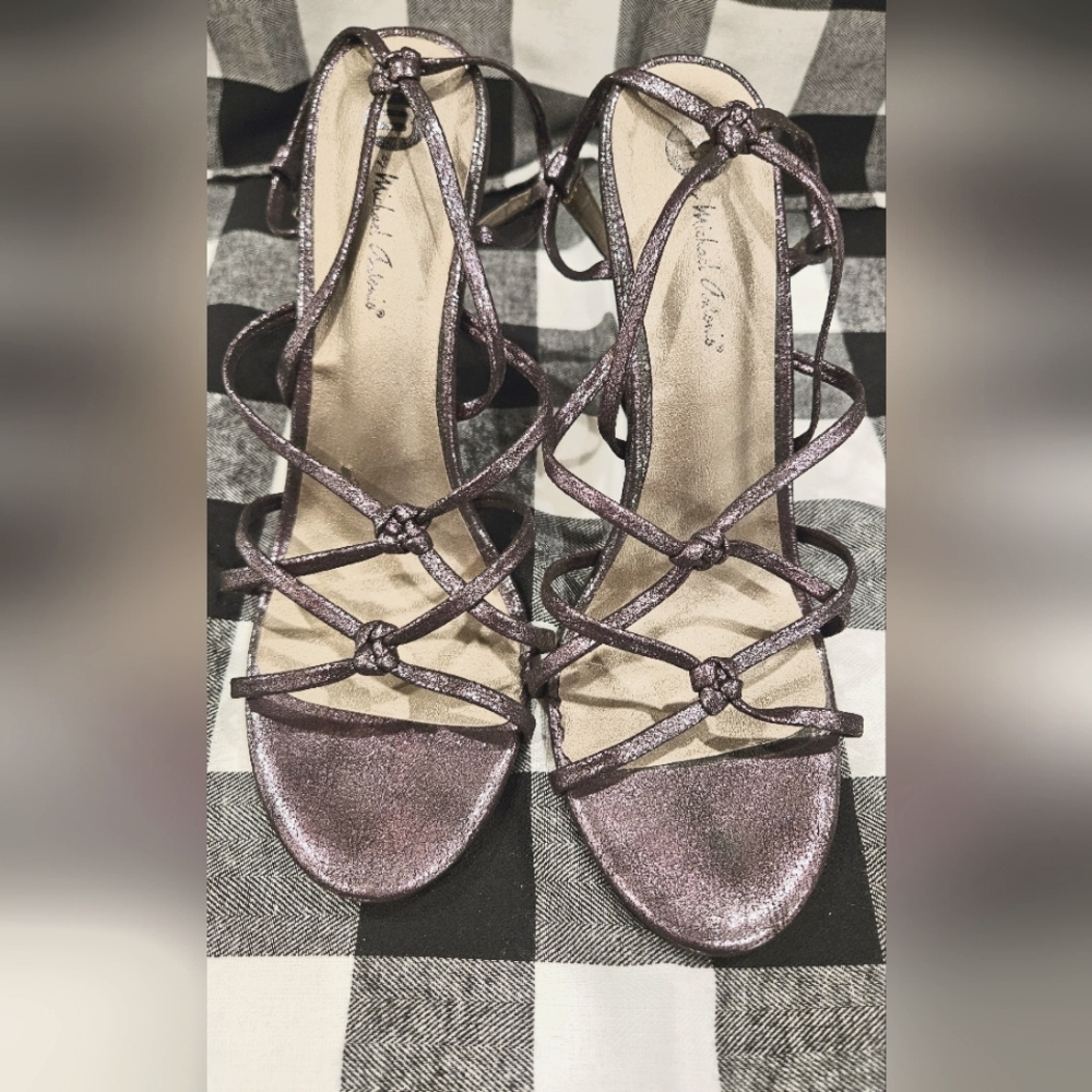 Grey/pewter sexy strappy heeled sandals